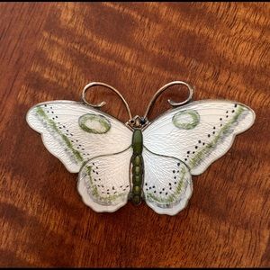 Butterfly pin/ brooch. Enameled Sterling silver.